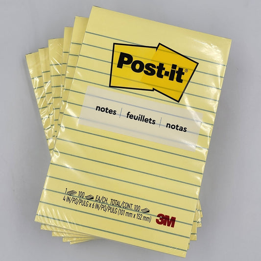 3M Post-It Note 4 x 6 with Lines, Yellow