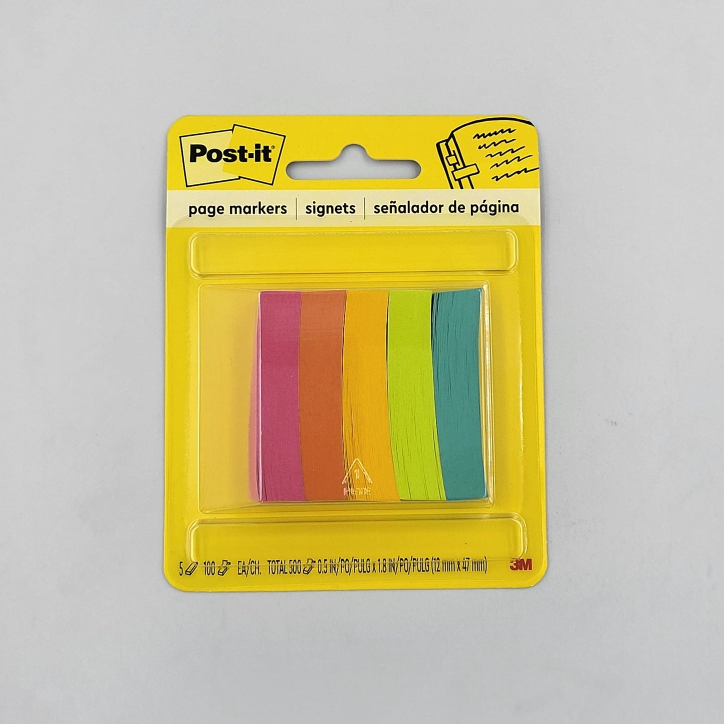 3M Post-it Page Markers 1/2" x 2" 5's Assorted Colors